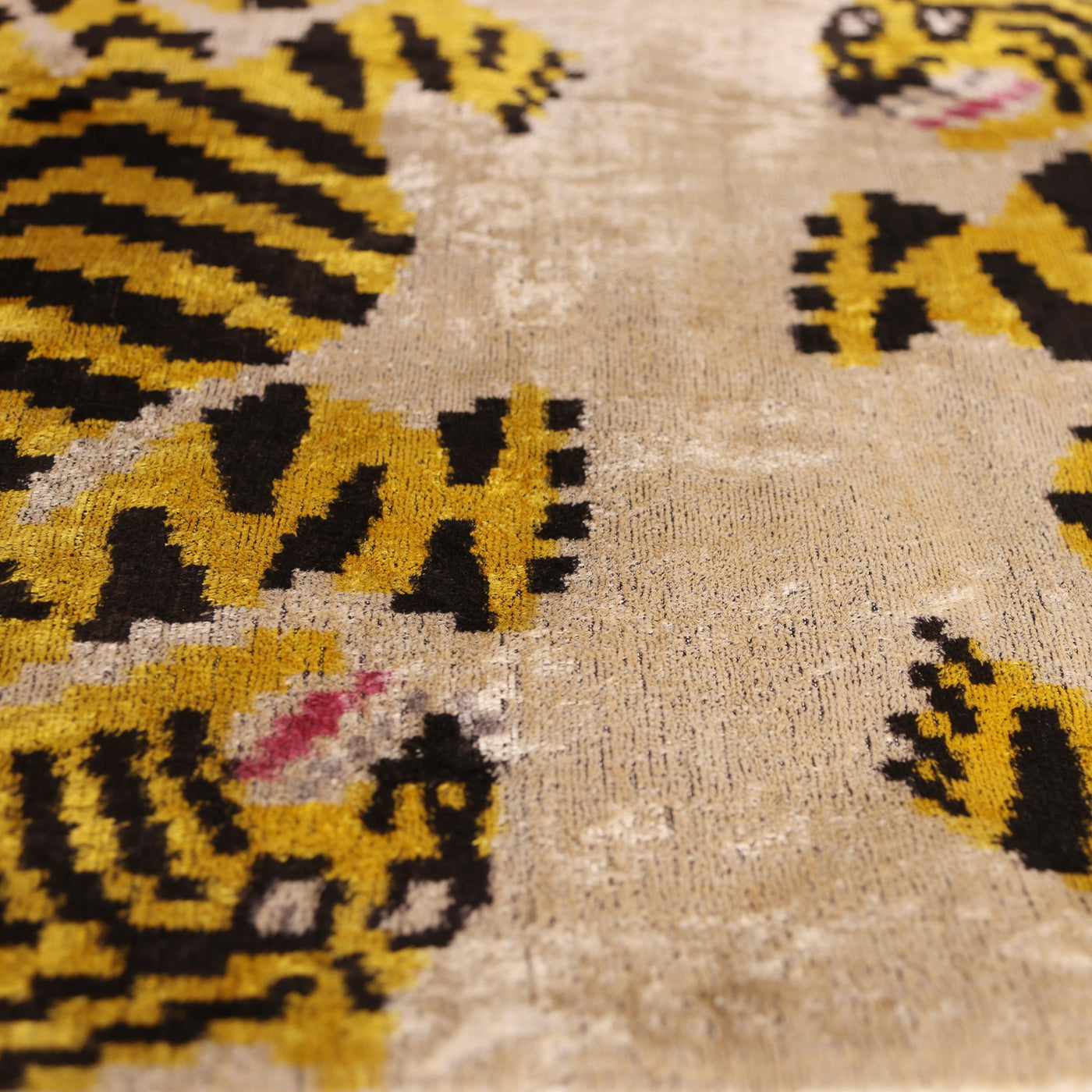 Golden Tiger Silk Velvet Lumbar Pillow – 16x24 Handmade Designer Cushion