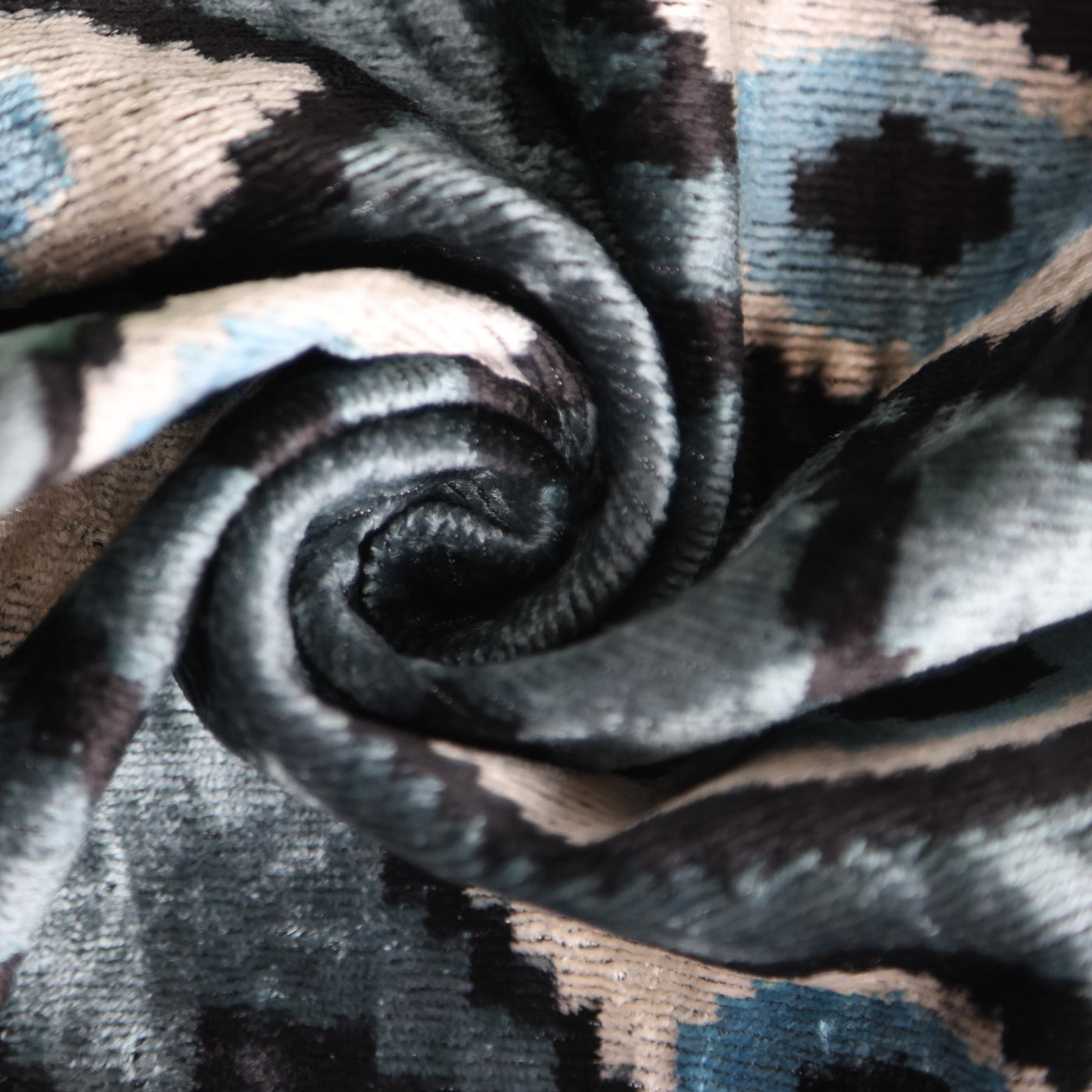 Gray Blue Eye Silk Velvet Lumbar Pillow – 16x24 Handmade Ikat Luxury Cushion