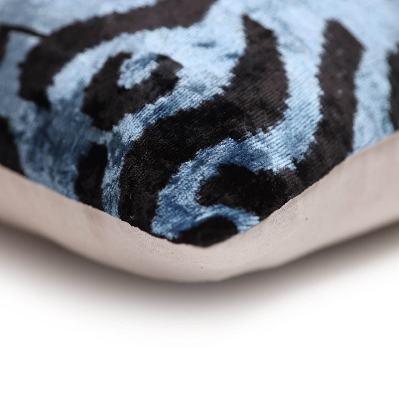 Blue Black Abstract Silk Velvet Lumbar Pillow – 16x24 Handmade Modern Cushion