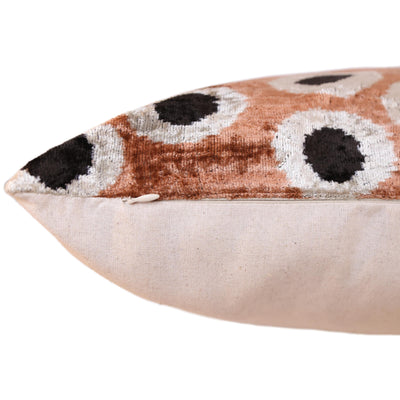 Copper Gold Black Dot Silk Velvet Lumbar Pillow – 16x24 Handmade Modern Cushion