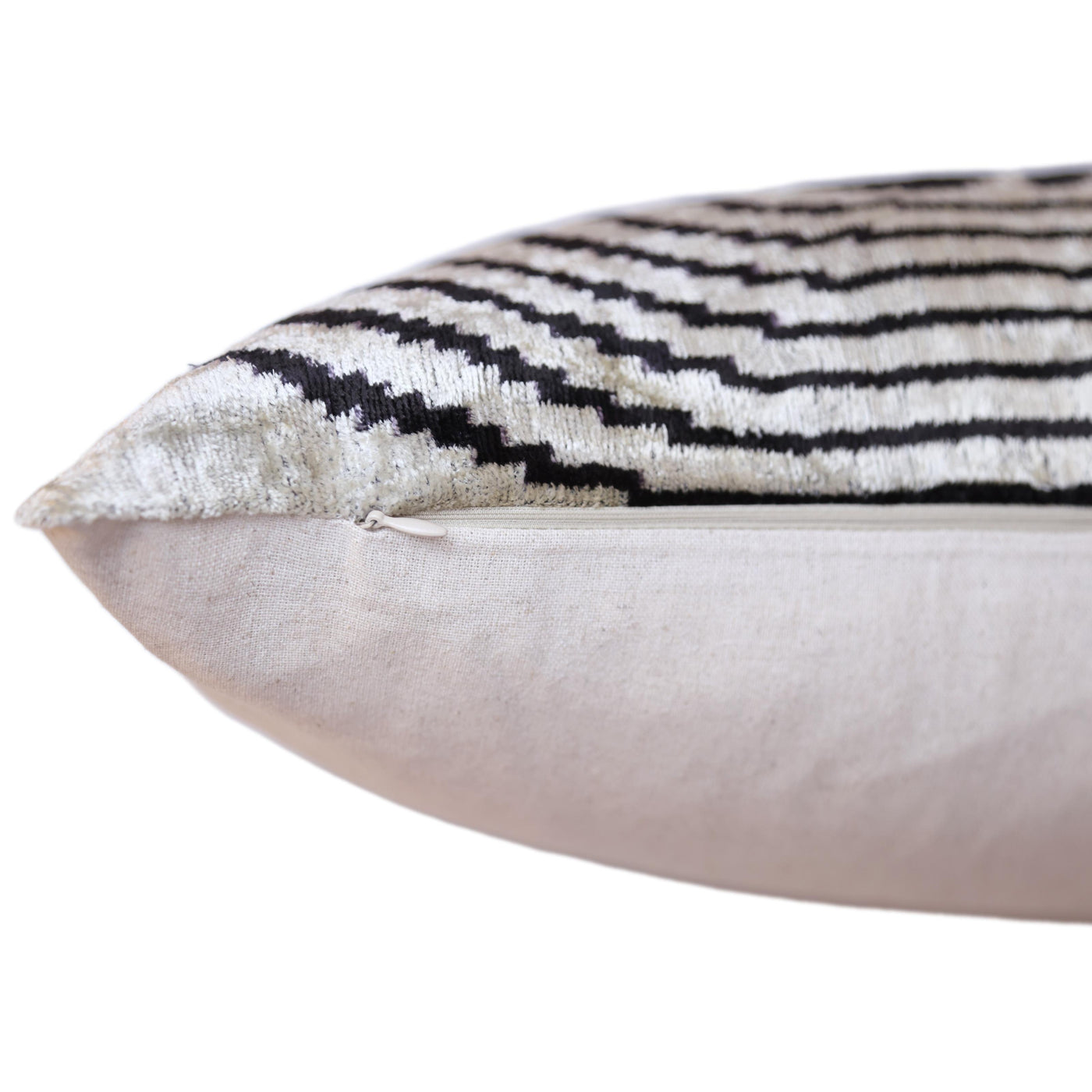 Black Silver Geometric Silk Velvet Lumbar Pillow – 16x24 Handmade Modern Cushion