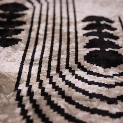 Black Silver Geometric Silk Velvet Lumbar Pillow – 16x24 Handmade Modern Cushion