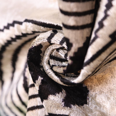 Black Silver Geometric Silk Velvet Lumbar Pillow – 16x24 Handmade Modern Cushion