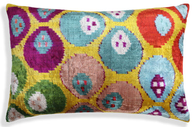 Silk Velvet Ikat Lumbar Pillow – Handmade in California (16x24)