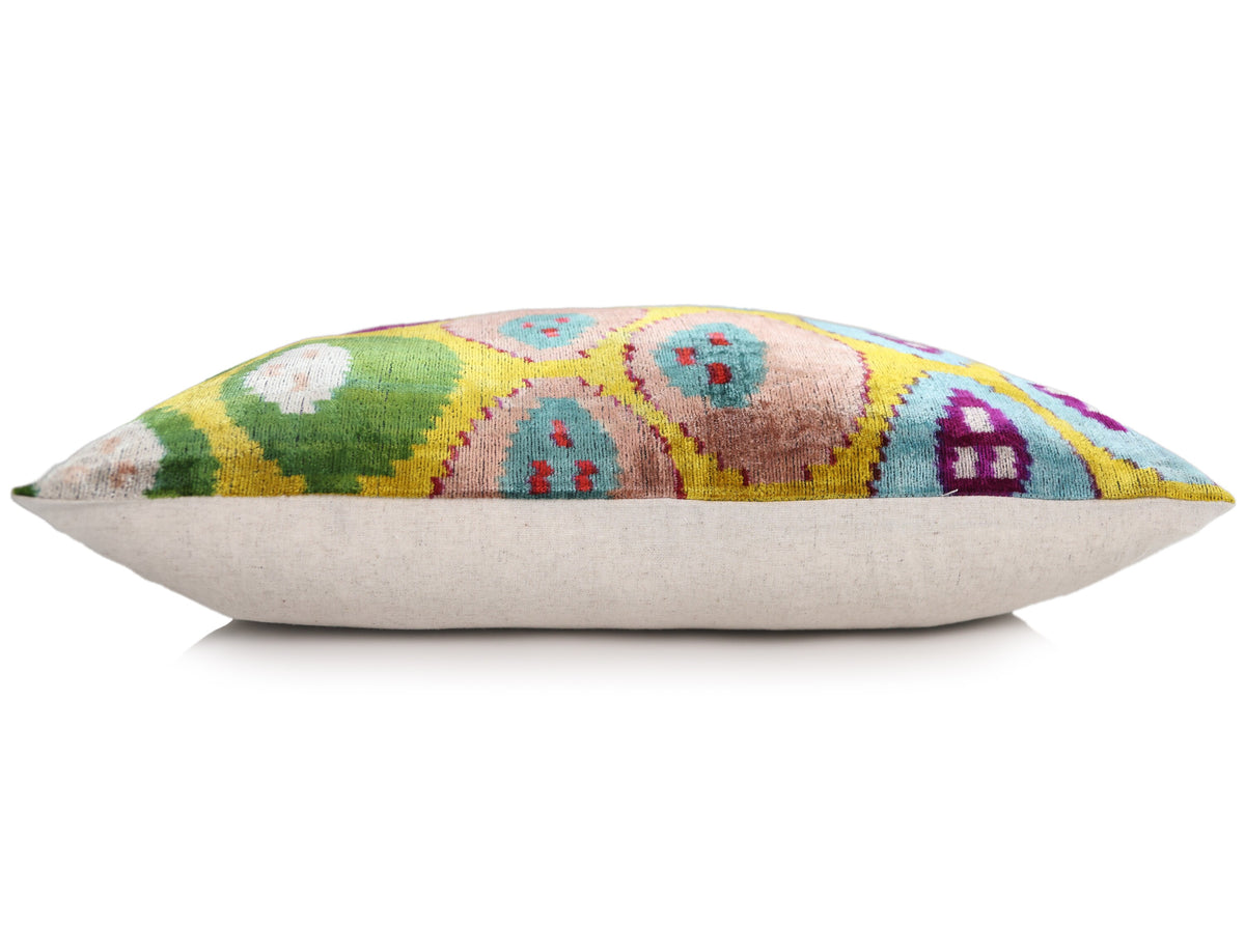 Silk Velvet Ikat Lumbar Pillow – Handmade in California (16x24)