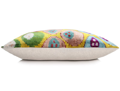 Silk Velvet Ikat Lumbar Pillow – Handmade in California (16x24)