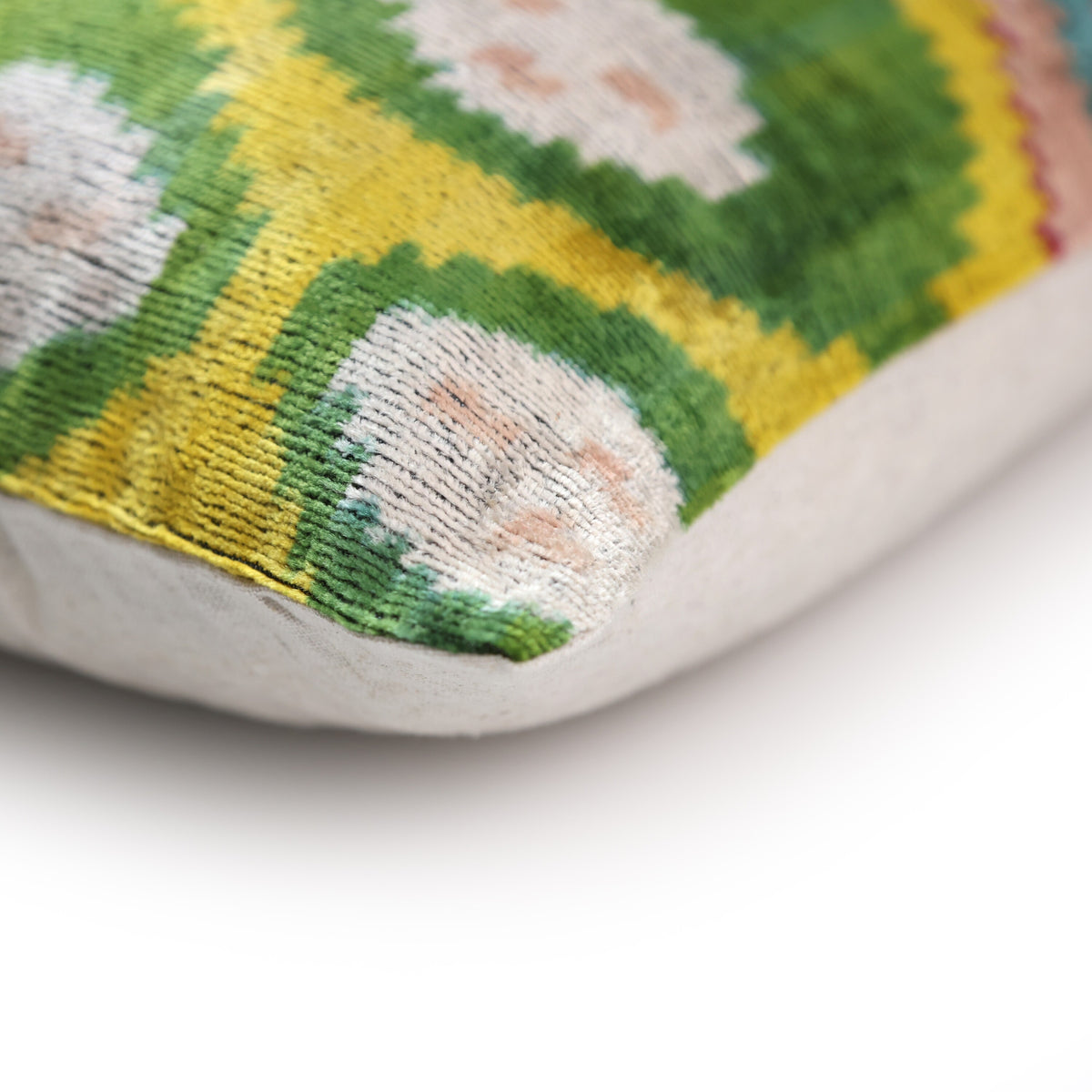 Silk Velvet Ikat Lumbar Pillow – Handmade in California (16x24)