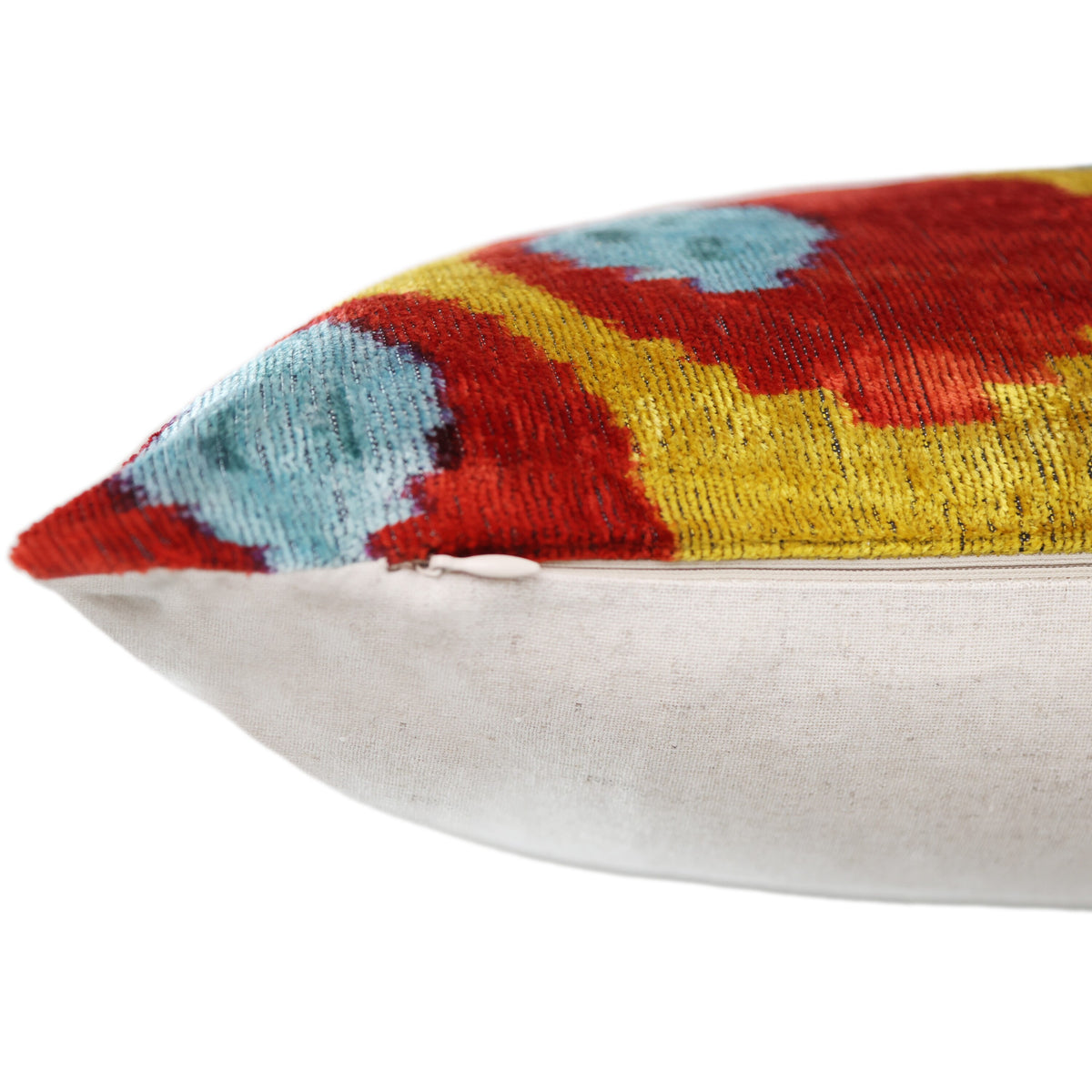 Silk Velvet Ikat Lumbar Pillow – Handmade in California (16x24)