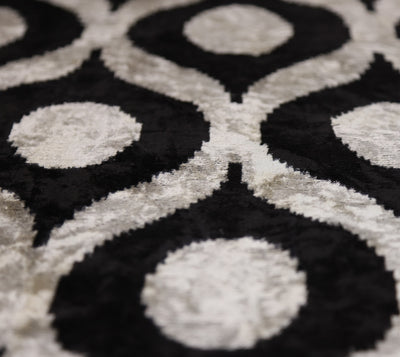 Black Silver Silk Velvet Pillow – 20x20 Handmade Modern Ikat Cushion