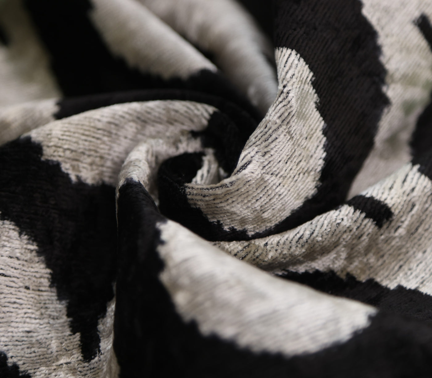 Black Silver Silk Velvet Pillow – 20x20 Handmade Modern Ikat Cushion