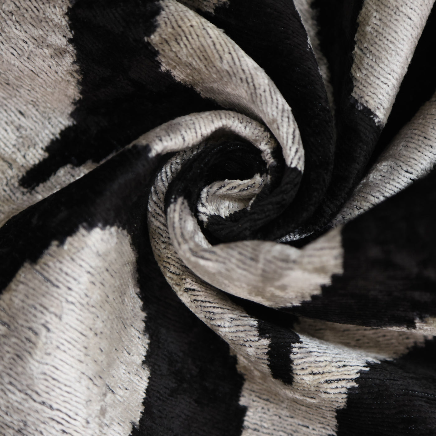 Black Silver Silk Velvet Pillow – 20x20 Handmade Modern Ikat Cushion