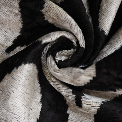 Black Silver Silk Velvet Pillow – 20x20 Handmade Modern Ikat Cushion