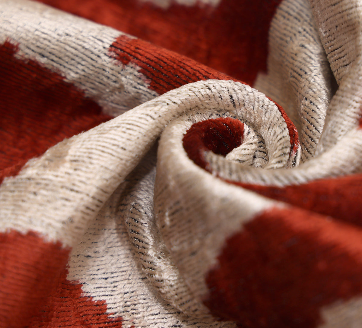 Rust & Ivory Abstract Silk Velvet Pillow – 20x20