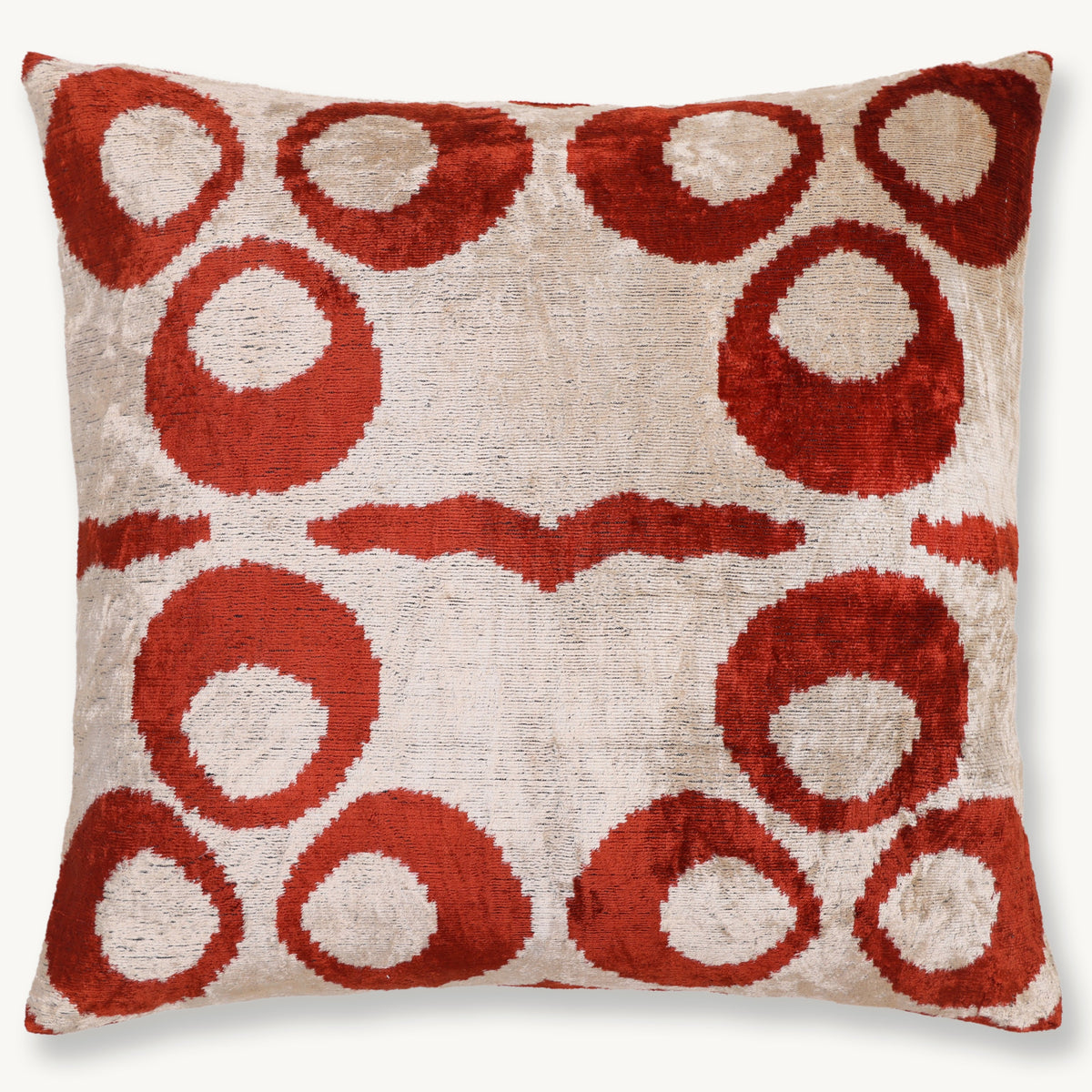 Rust & Ivory Abstract Silk Velvet Pillow – 20x20