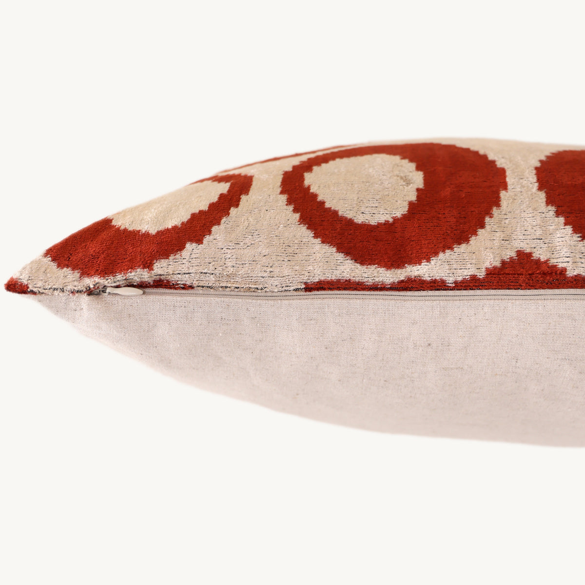 Rust & Ivory Abstract Silk Velvet Pillow – 20x20