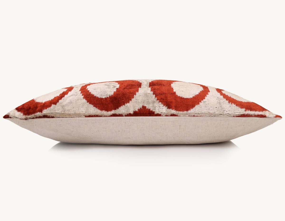 Rust & Ivory Abstract Silk Velvet Pillow – 20x20