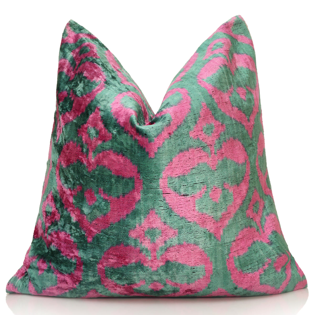 Emerald Green & Magenta Silk Velvet Pillow – 20x20