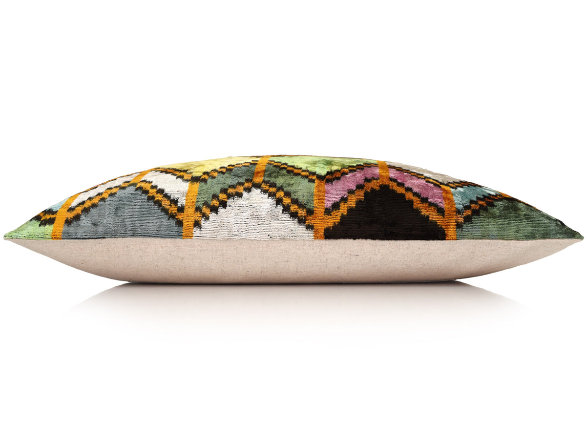 Multicolor Geometric Silk Velvet Pillow – 20x20