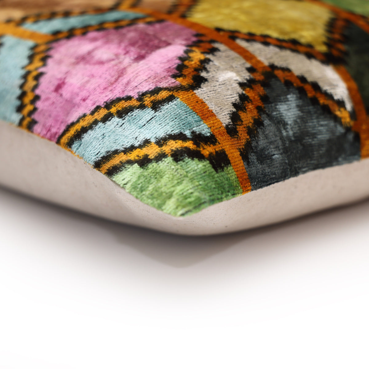 Multicolor Geometric Silk Velvet Pillow – 20x20