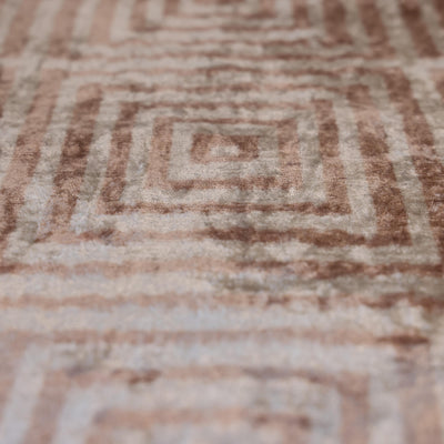 Beige Geometric Silk Velvet Pillow 16x24 Handmade Luxury Cushion