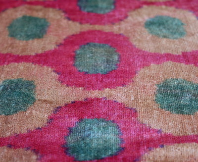 Pink and Aqua Circle Silk Velvet Pillow 16x24 Handmade Luxury Cushion