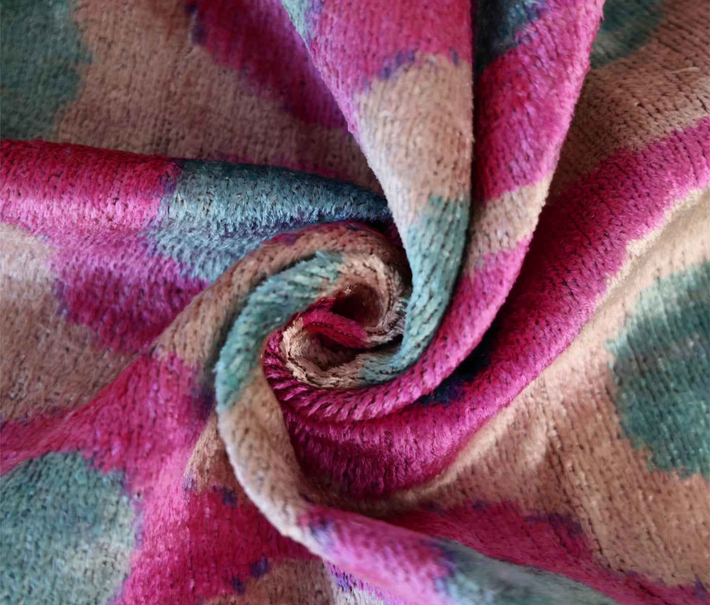 Pink and Aqua Circle Silk Velvet Pillow 16x24 Handmade Luxury Cushion