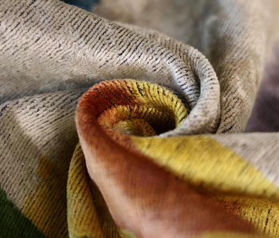 Green Yellow and Lilac Abstract Silk Velvet Pillow 16x24 Handmade Luxury Cushion