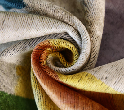 Green Yellow and Lilac Abstract Silk Velvet Pillow 16x24 Handmade Luxury Cushion