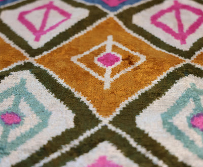 Multicolor Diamond Silk Velvet Pillow – 16x24 Handmade Luxury Cushion