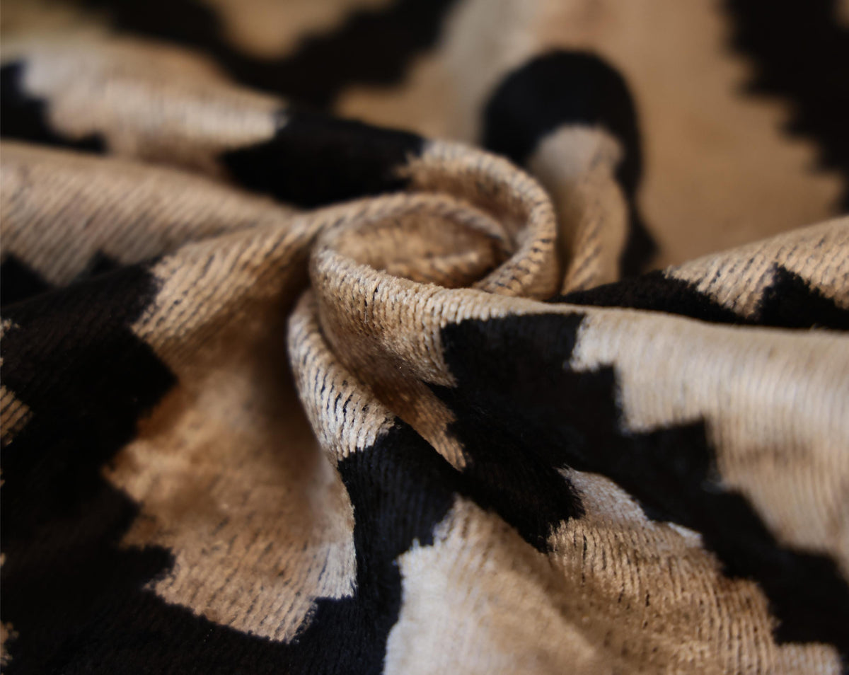 Neutral Black Chevron Silk Velvet Pillow 16x24 Handmade Luxury Cushion