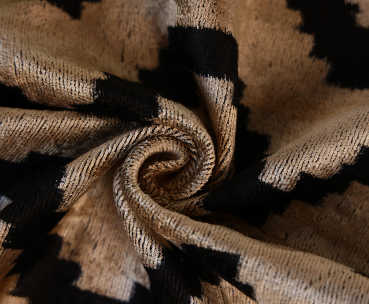Neutral Black Chevron Silk Velvet Pillow 16x24 Handmade Luxury Cushion