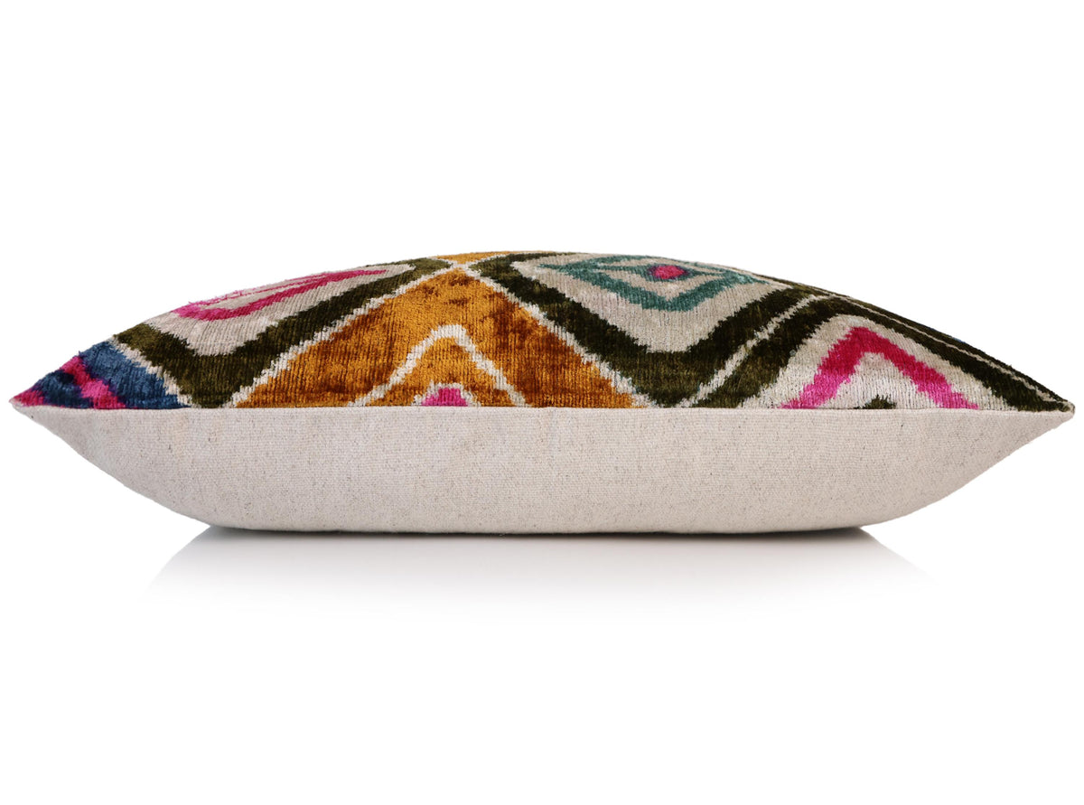 Multicolor Diamond Silk Velvet Pillow – 16x24 Handmade Luxury Cushion