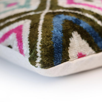 Multicolor Diamond Silk Velvet Pillow – 16x24 Handmade Luxury Cushion