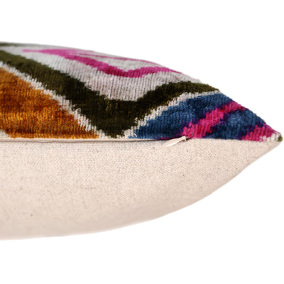 Multicolor Diamond Silk Velvet Pillow – 16x24 Handmade Luxury Cushion