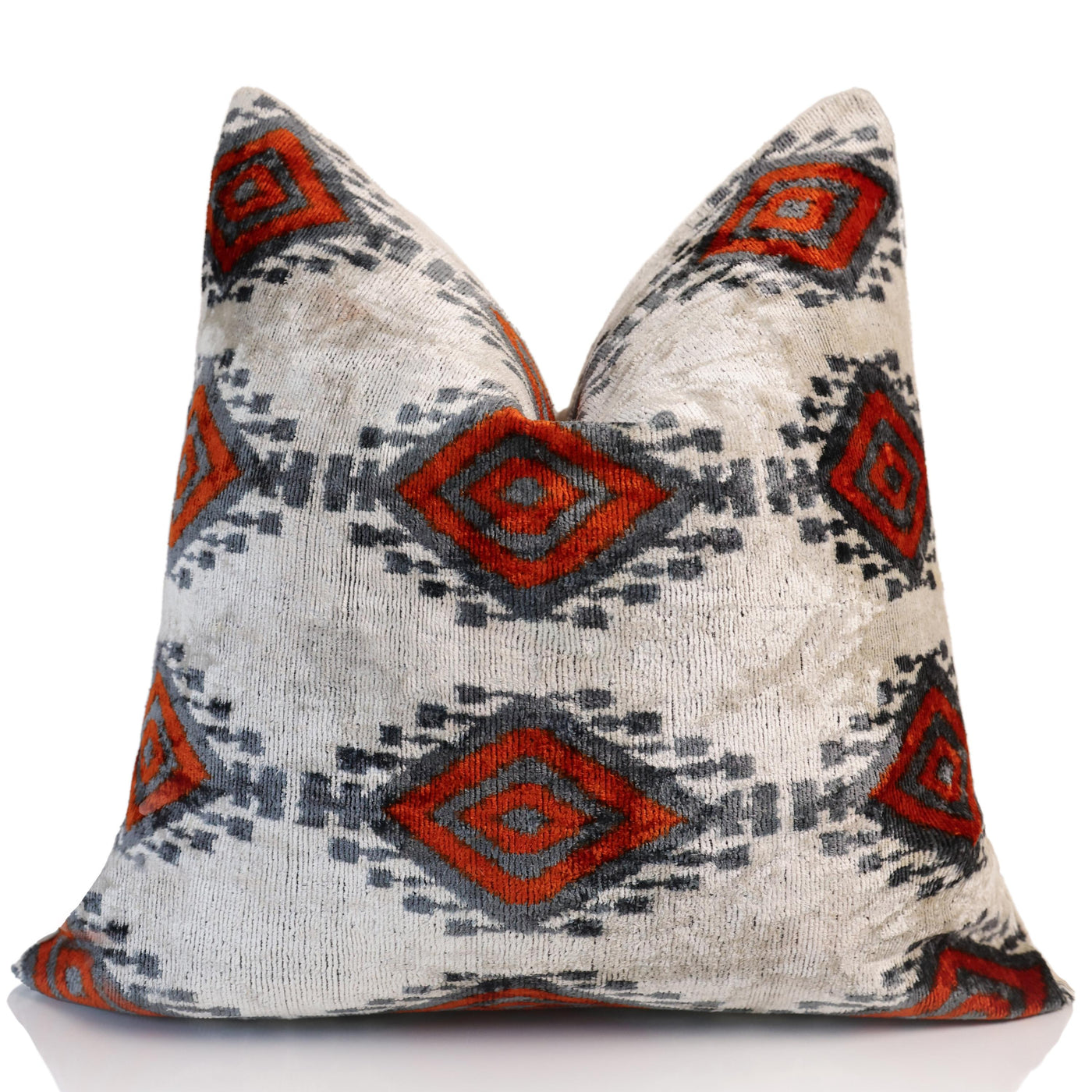 Red Diamond Silk Velvet Pillow 20x20 Handmade Luxury Cushion