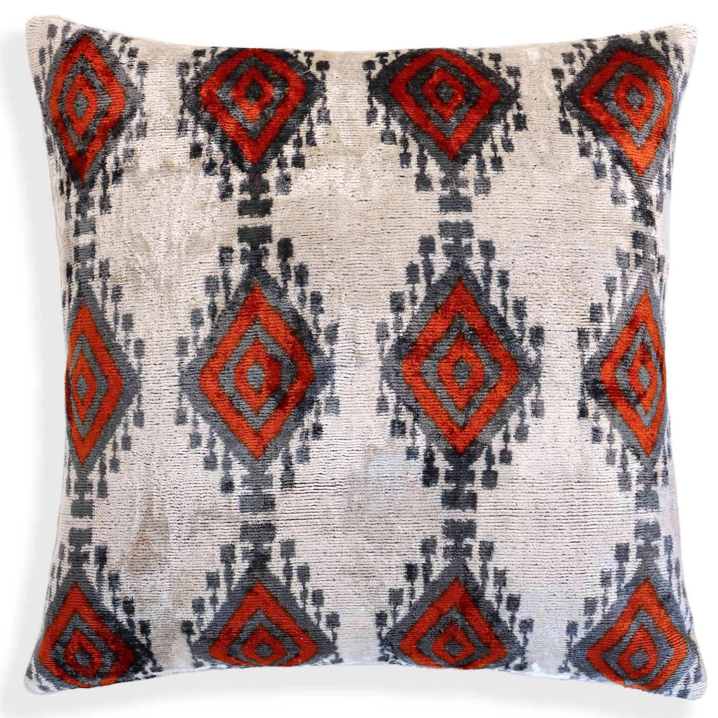 Red Diamond Silk Velvet Pillow 20x20 Handmade Luxury Cushion