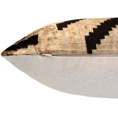 Neutral Black Chevron Silk Velvet Pillow 16x24 Handmade Luxury Cushion