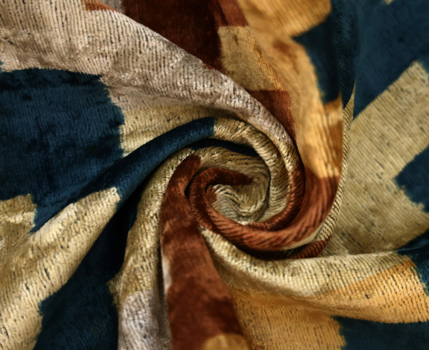 Geometric Rust and Teal Silk Velvet Pillow 16x24 Handmade Luxury Lumbar Cushion