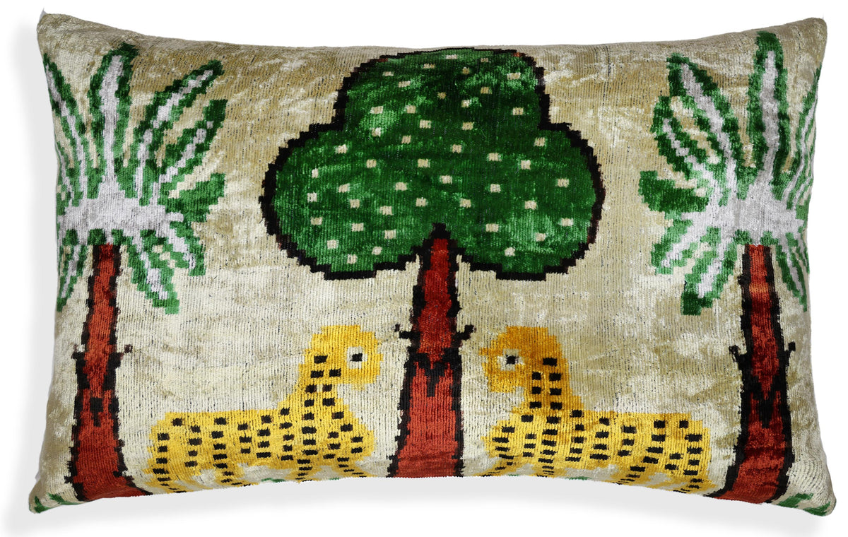 Safari Scene Silk Velvet Pillow 16x24 Handmade Luxury Cushion