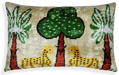 Safari Scene Silk Velvet Pillow 16x24 Handmade Luxury Cushion
