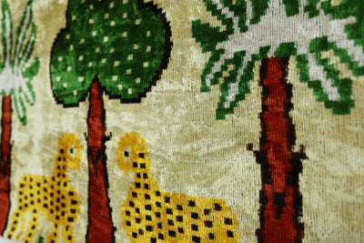 Safari Scene Silk Velvet Pillow 16x24 Handmade Luxury Cushion