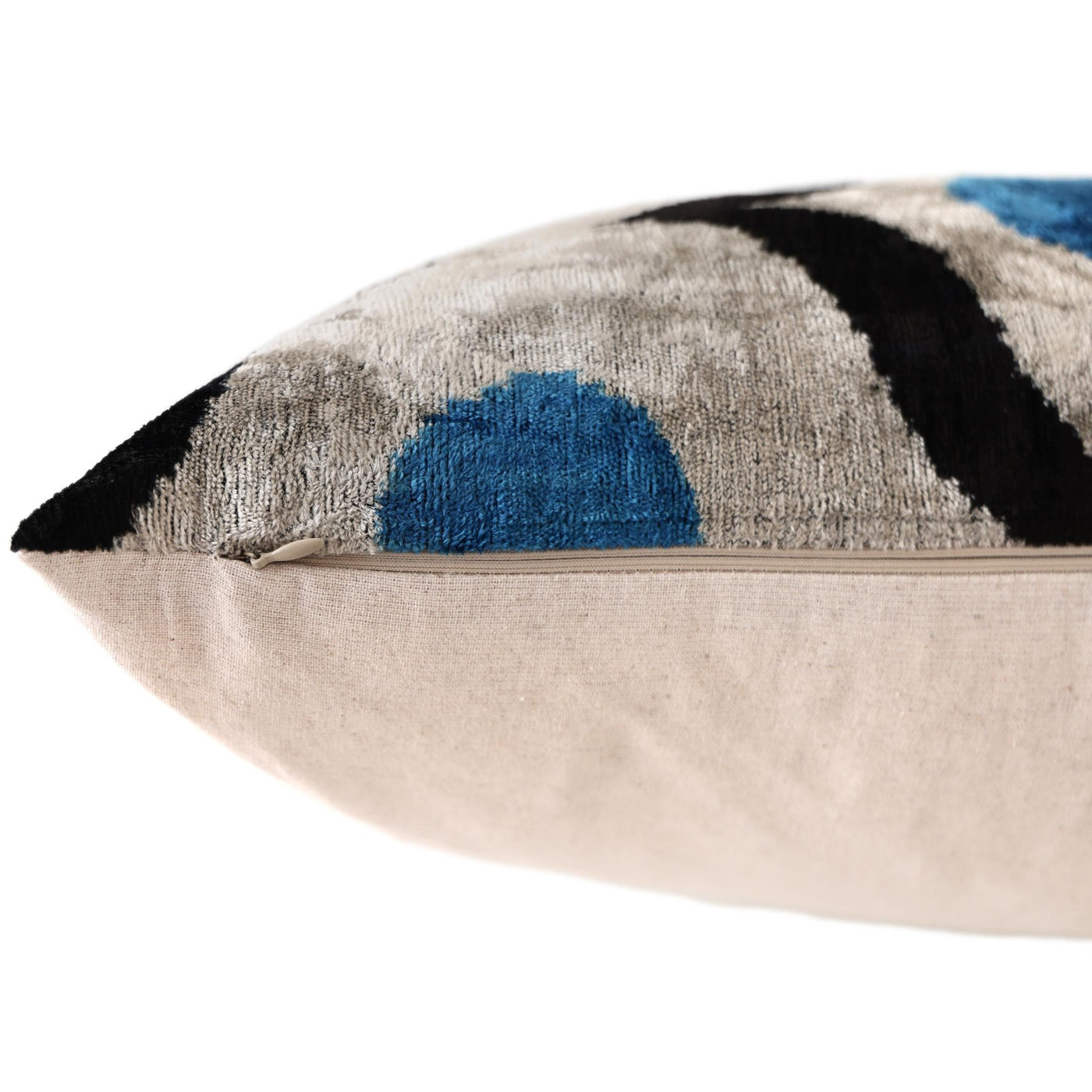 Blue Orbit Silk Velvet Pillow 16x24 Handmade Luxury Lumbar Cushion