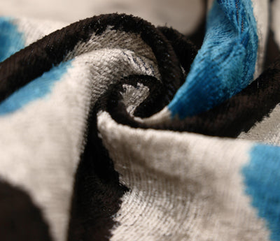 Blue Orbit Silk Velvet Pillow 16x24 Handmade Luxury Lumbar Cushion