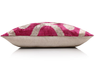 Fuchsia Orbit Silk Velvet Pillow 16x24 Handmade Luxury Lumbar Cushion