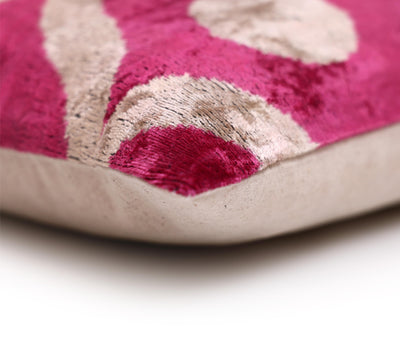 Fuchsia Orbit Silk Velvet Pillow 16x24 Handmade Luxury Lumbar Cushion