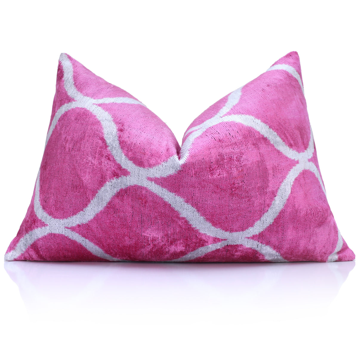 Magenta Trellis Silk Velvet Lumbar Pillow – 16x24