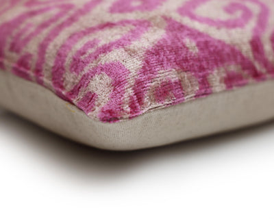 Rose Silk Velvet Pillow 16x24 Handmade Luxury Lumbar Cushion