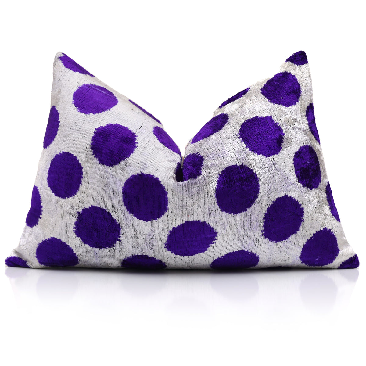 Purple Polka Dot Silk Velvet Pillow – 16x24