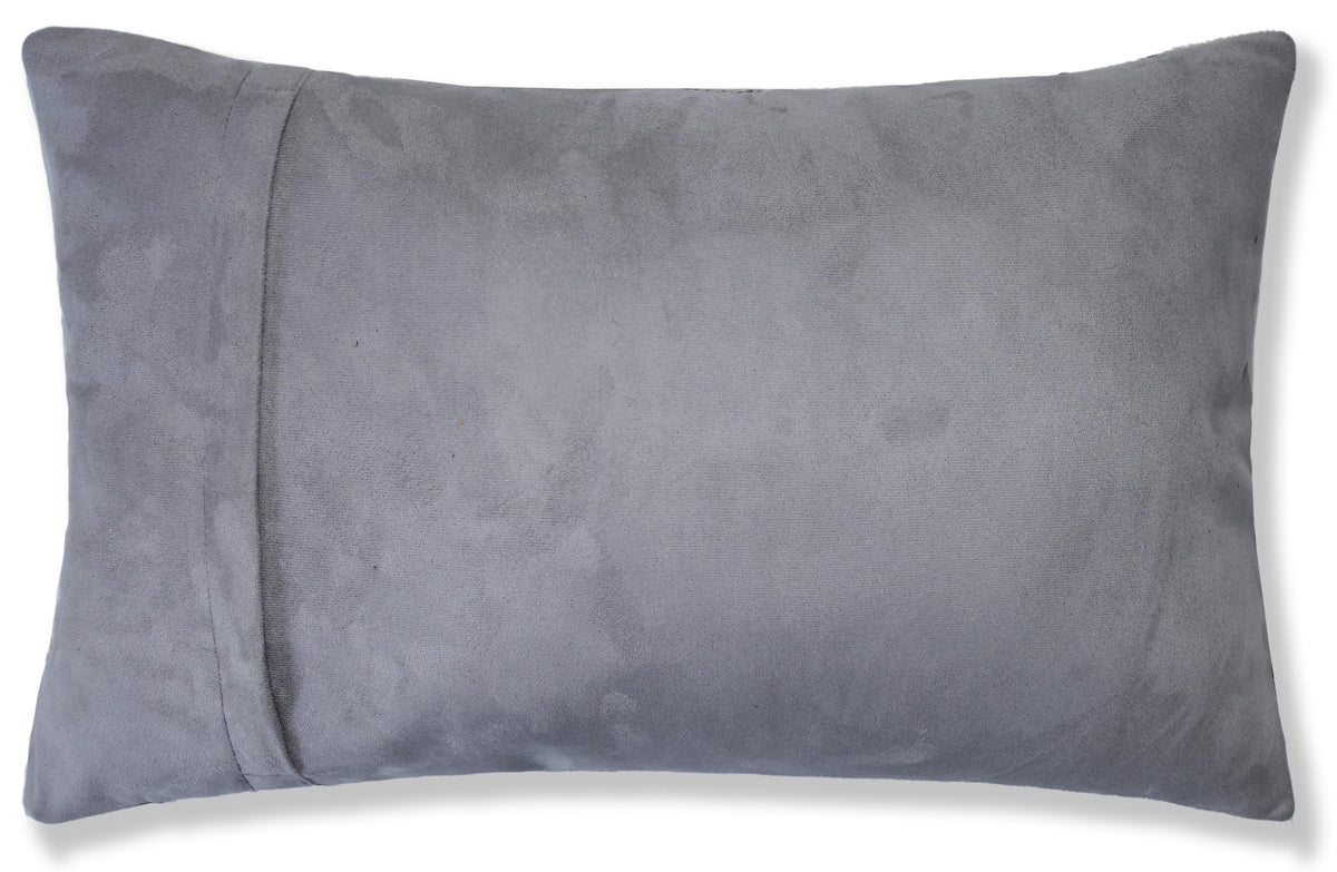 Luxury Genuine Cowhide Leather Circle Patchwork Throw Pillow 16x24 | Handmade Designer Lumbar Cushion