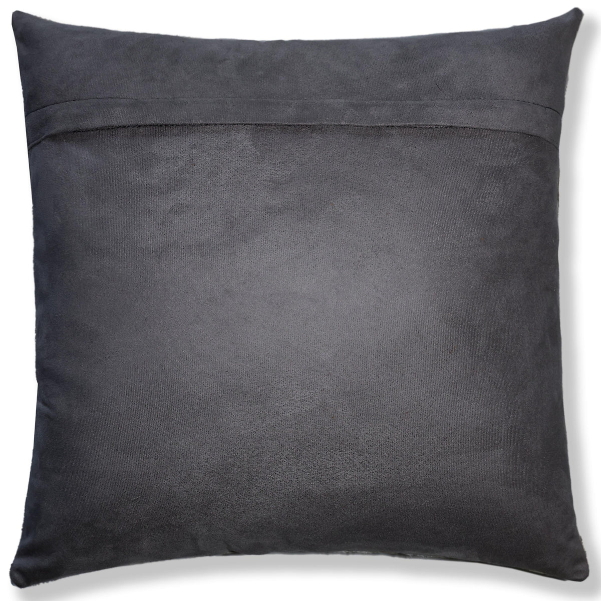 Luxury Silver Metallic Honeycomb Genuine Cowhide Pillow 18x18 | Handmade Designer Leather Cushion